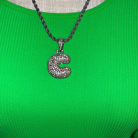 ☃️BOGO50%☃️🆕✨SILVER C✨BUBBLE LETTER INITIAL NECKLACE - Picture 9 of 13
